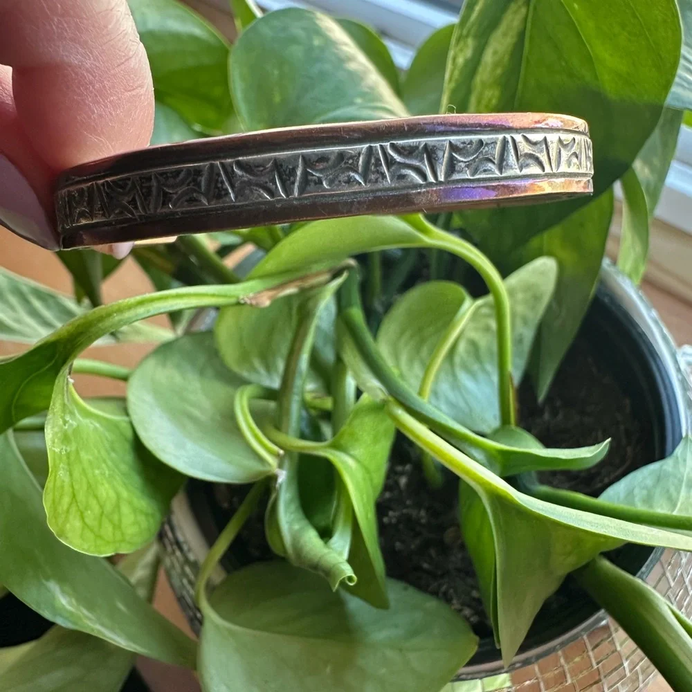 Native American Elegant Sterling Silver and Copper Bracelet - Picture 1 of 7